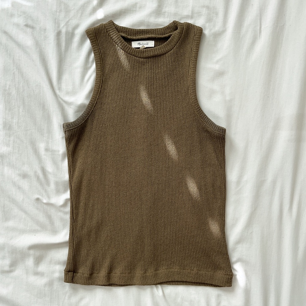 Madewell Earthy Green Knit Tank Top
